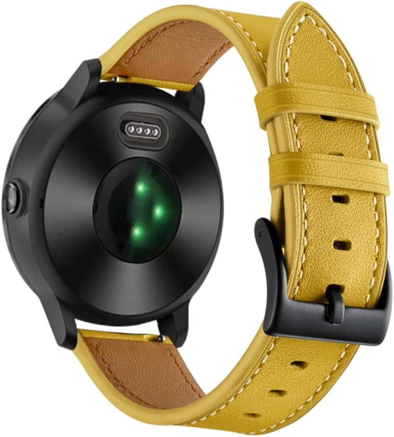 سوار ساعة من الجلد الأصفر متوافق مع Garmin Vivoactive 3 المقاس 1 - Image 5